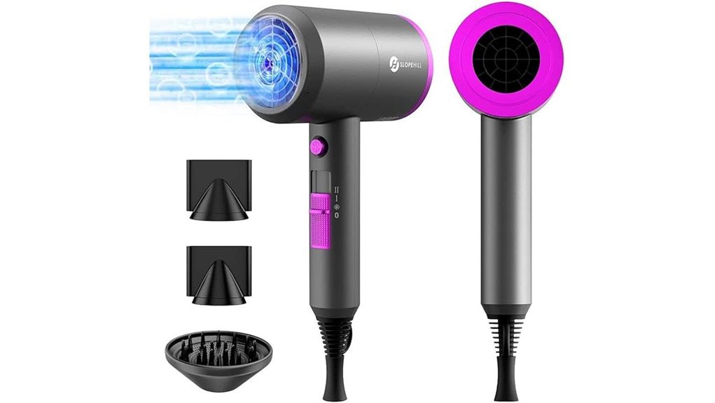 slopehill 1800w ionic hairdryer with attachments