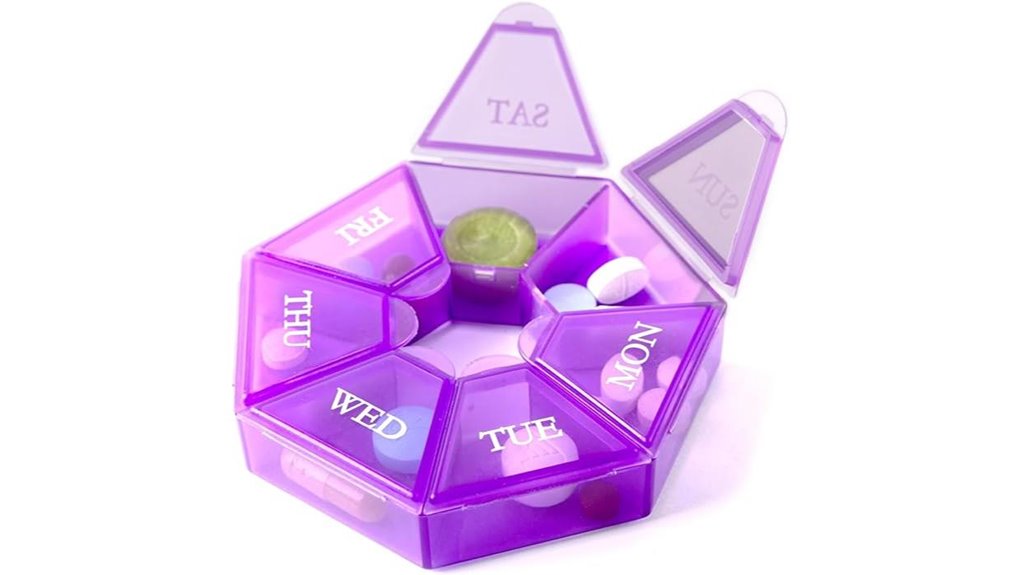 small 7 day round pill organizer