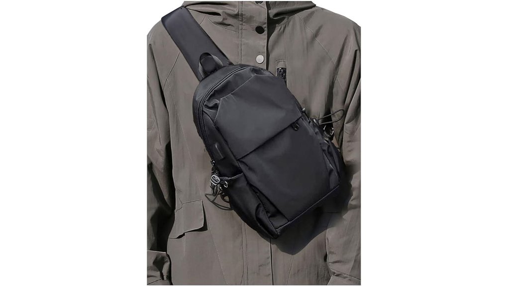 small black usb sling backpack