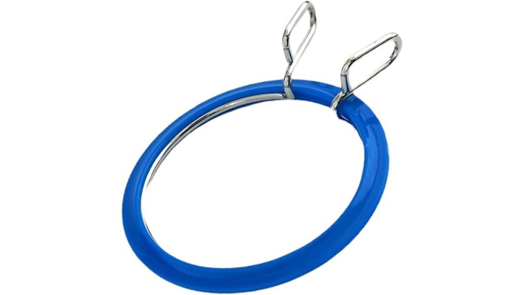 small blue metal tension embroidery hoop