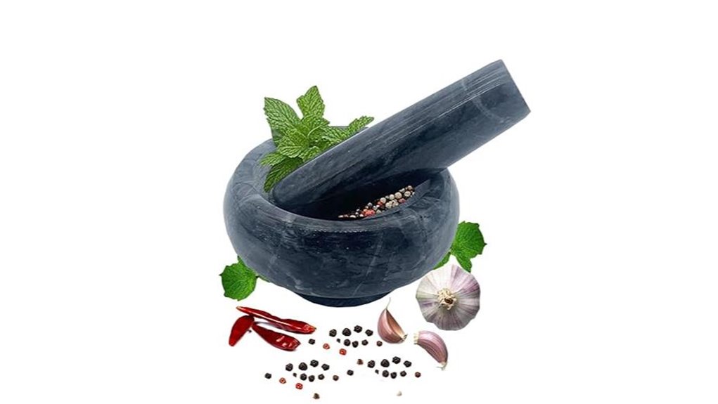 small marble mortar and pestle