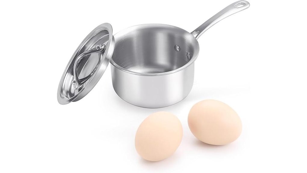 small tri ply stainless saucepan with lid