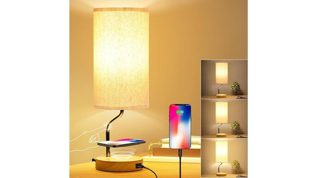 smart bedside lamp with wireless charger