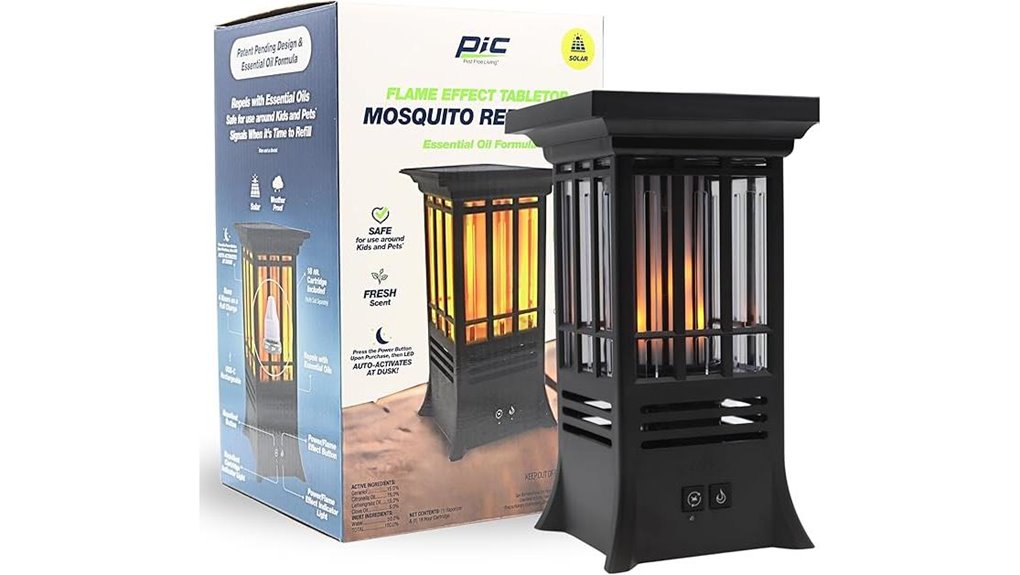 solar tabletop mosquito repellent with flame effect