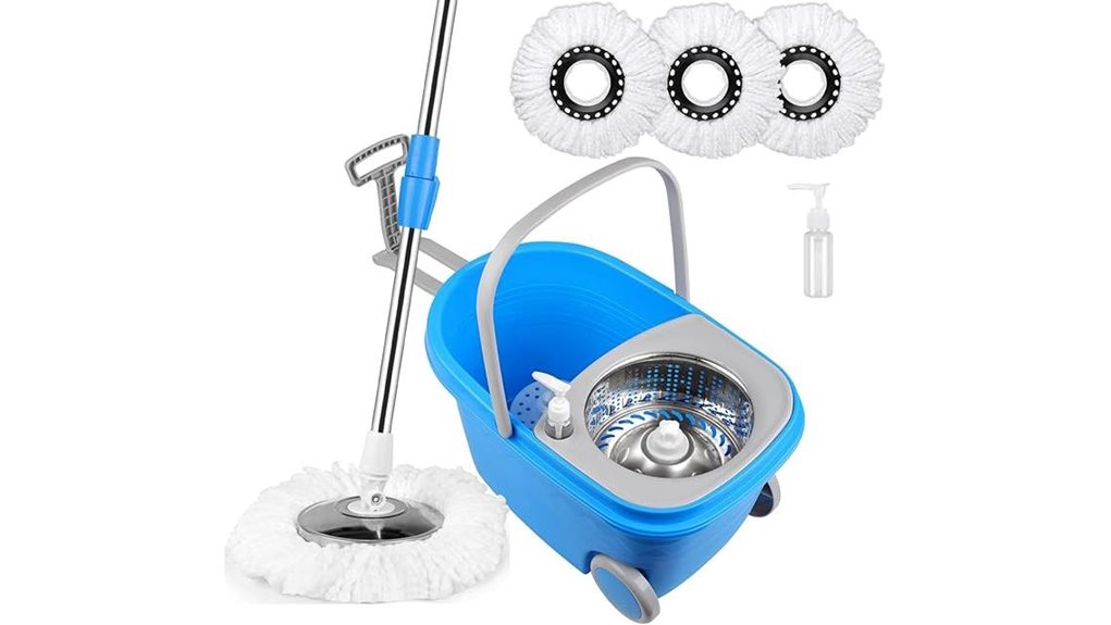 spin mop with wheeled wringer