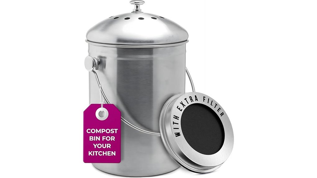 stainless steel 1 3 gallon compost bin