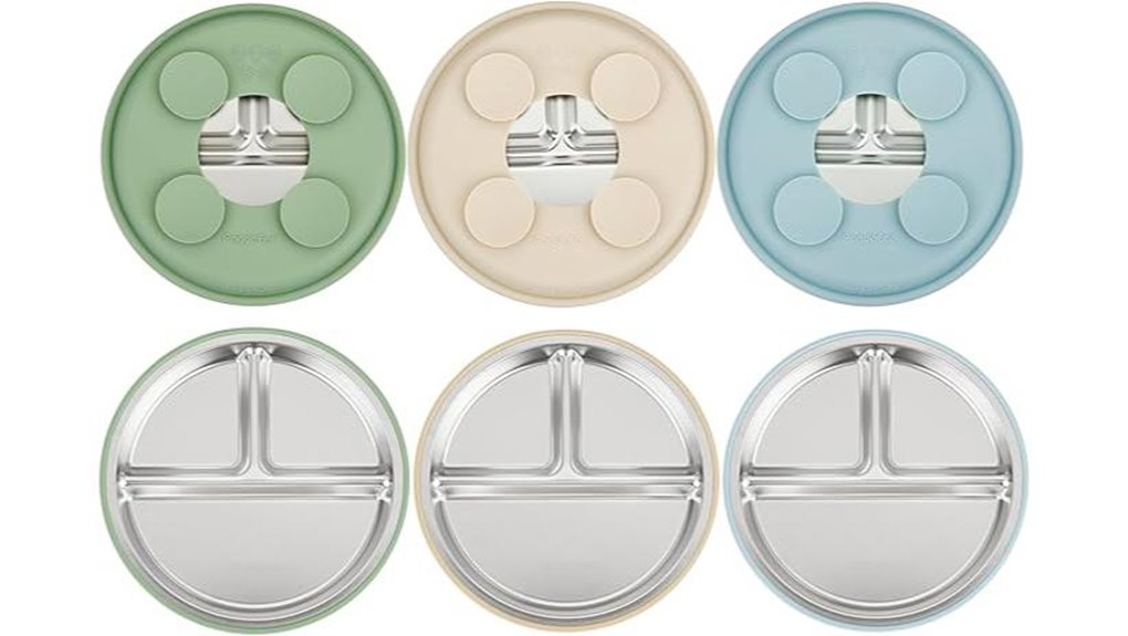 stainless steel suction toddler plates