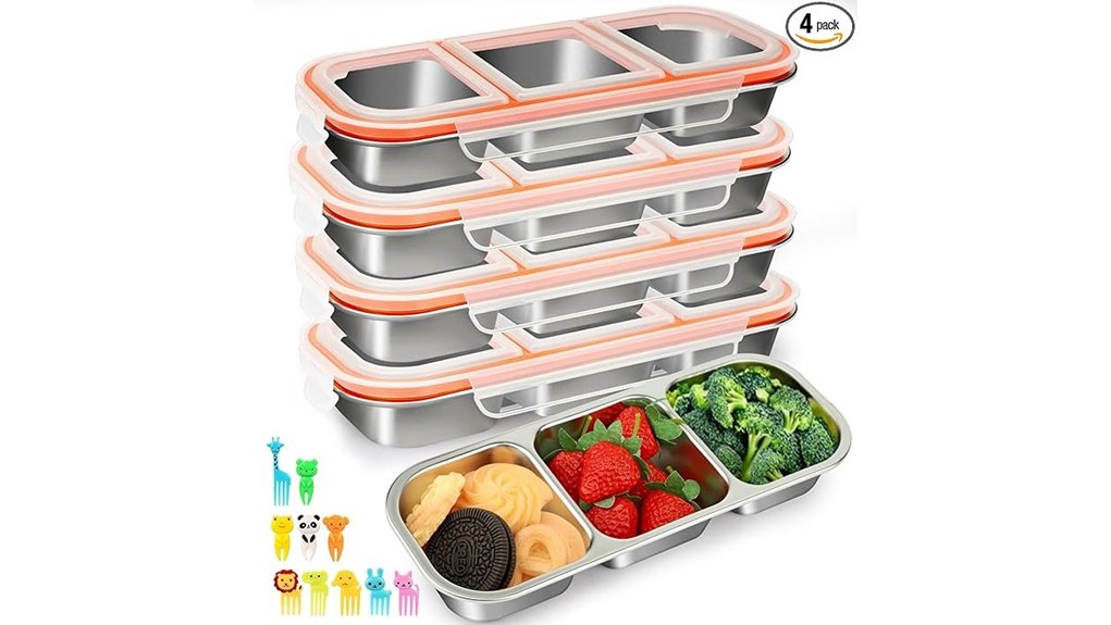 stainless steel three compartment bento