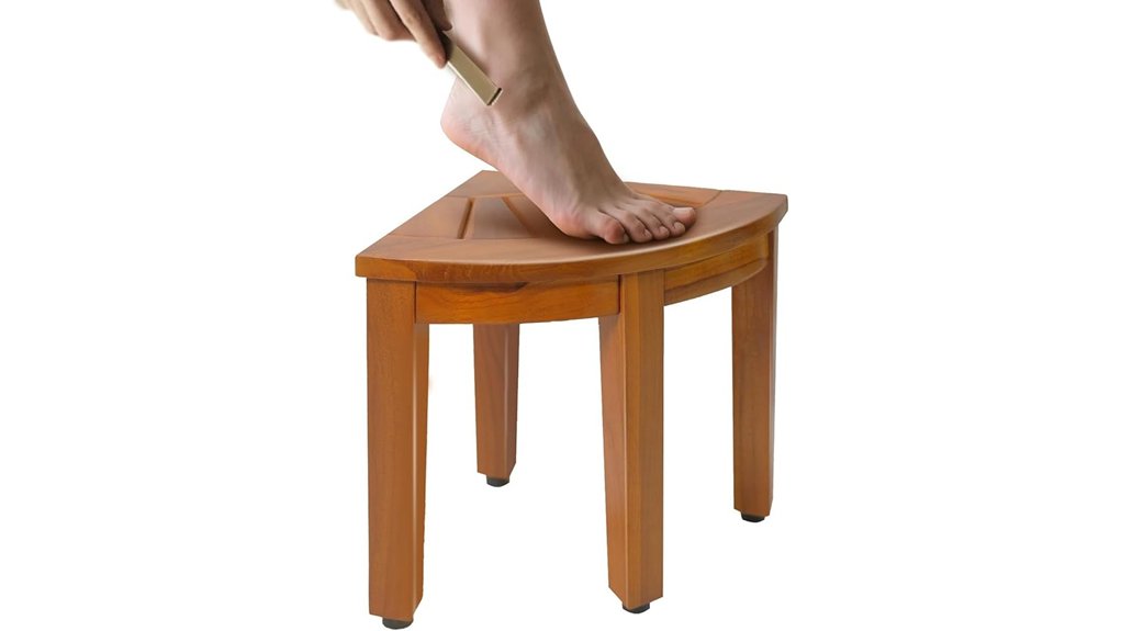 teak corner shower bench