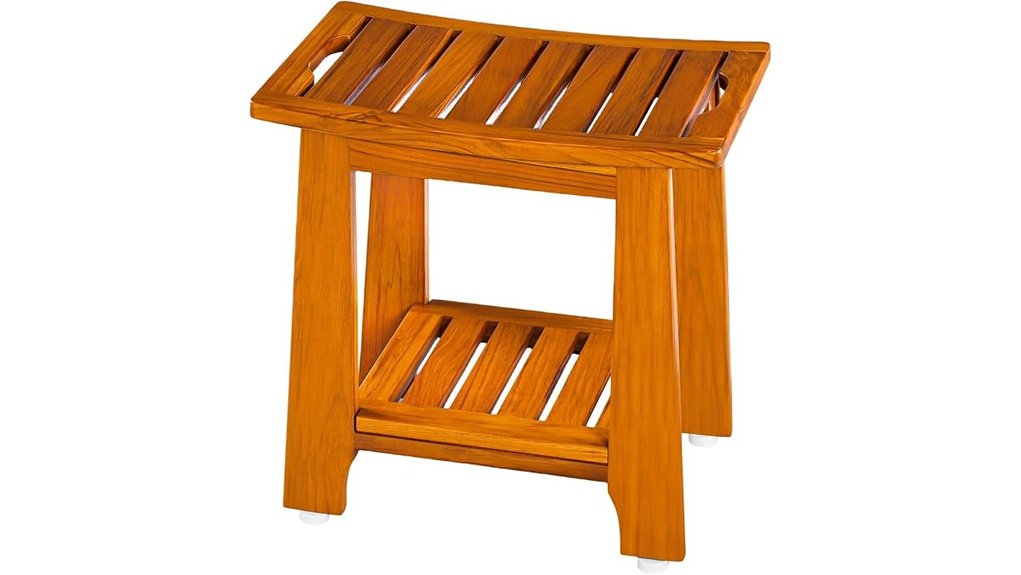 teak shower stool with shelf