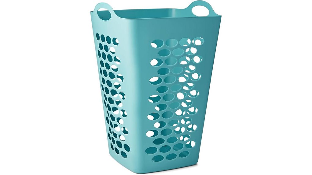 teal ventilated square laundry hamper