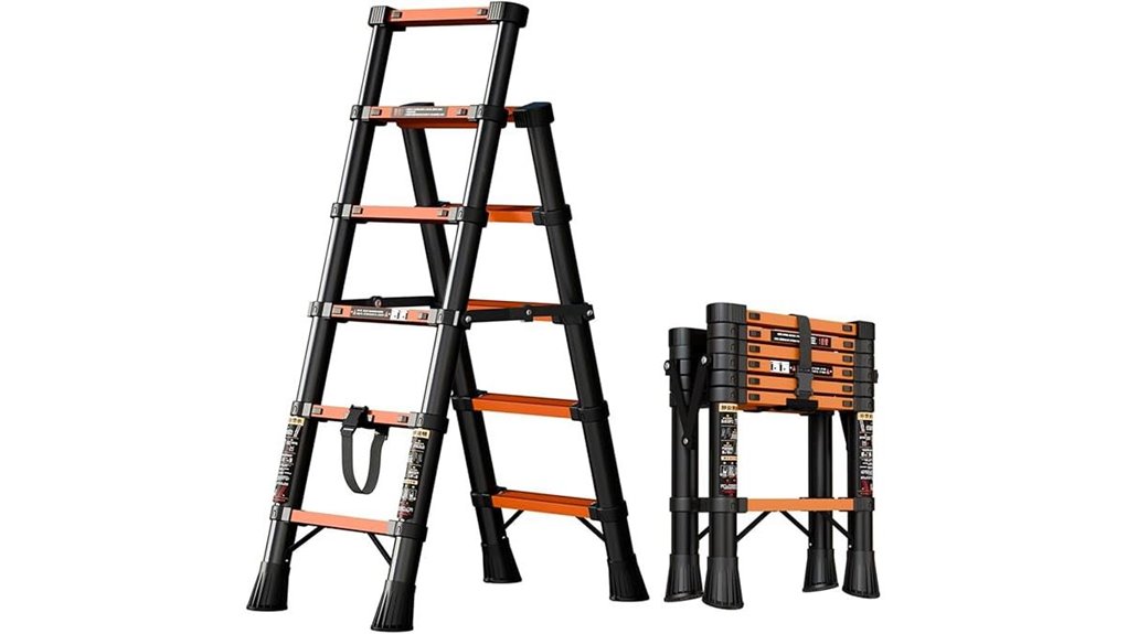 telescopic six step folding ladder