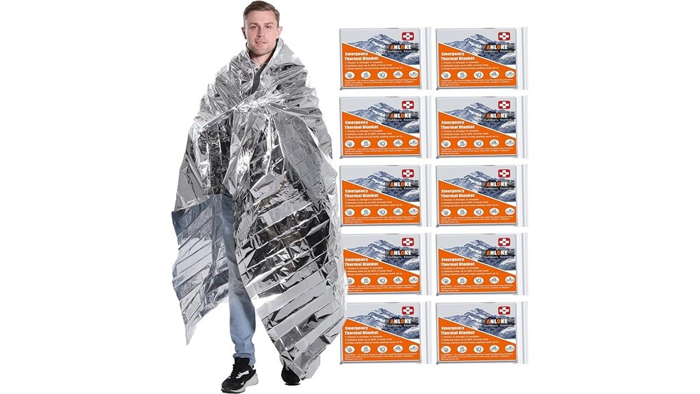 ten pack emergency thermal blankets