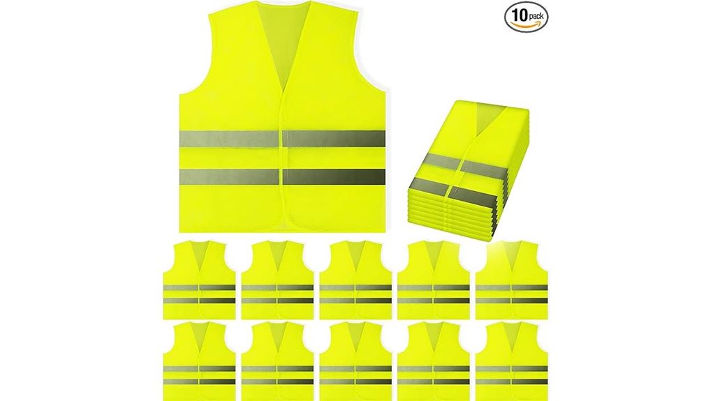 ten pack yellow reflective vests