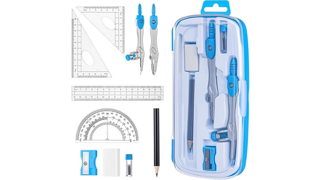 ten piece geometry set shatterproof case