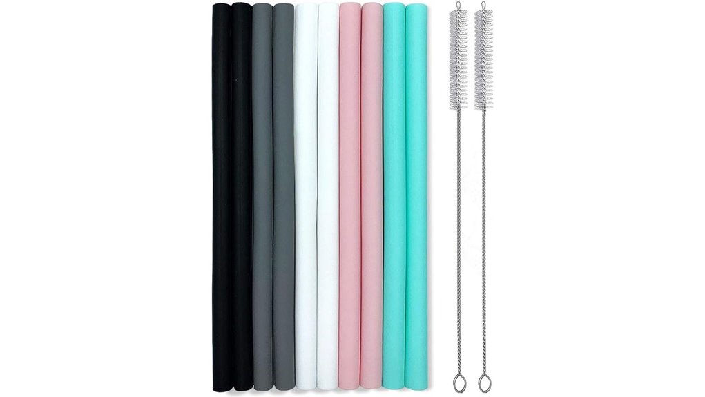 ten piece silicone reusable straws