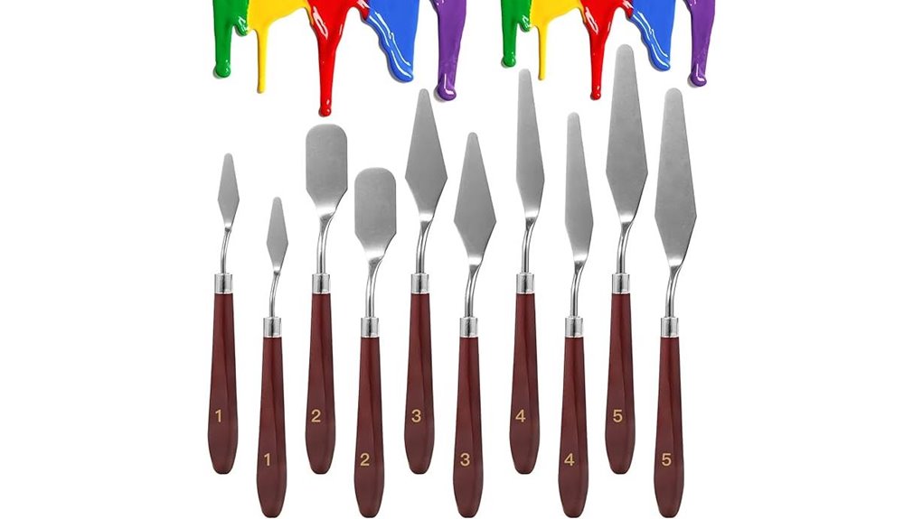 ten piece stainless steel palette knives