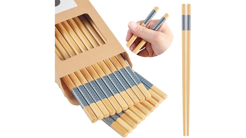 ten reusable 9 45in bamboo chopsticks