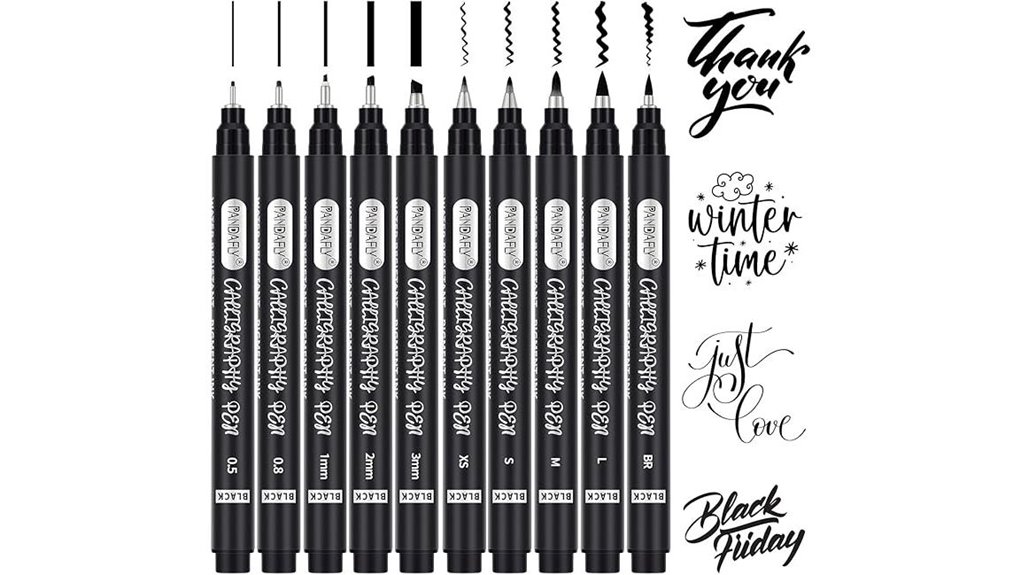 ten size calligraphy brush pens