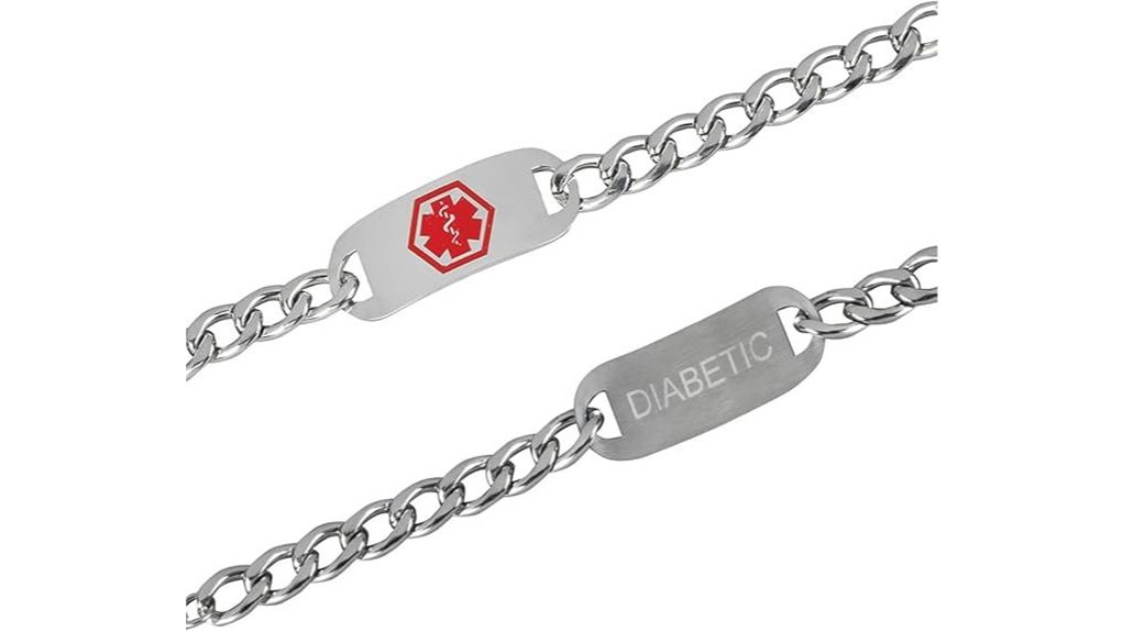 theracare stainless steel diabetic bracelet