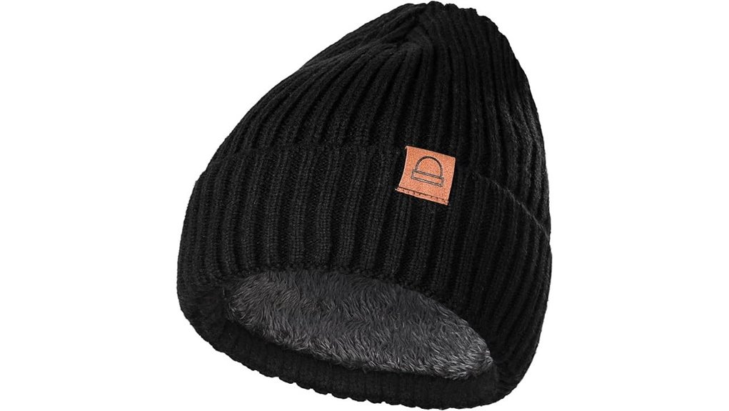 thermal fleece lined knit beanie