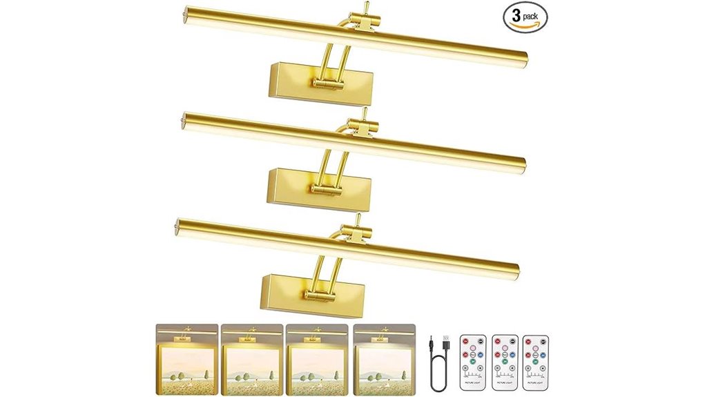 three 16 inch battery picture lights