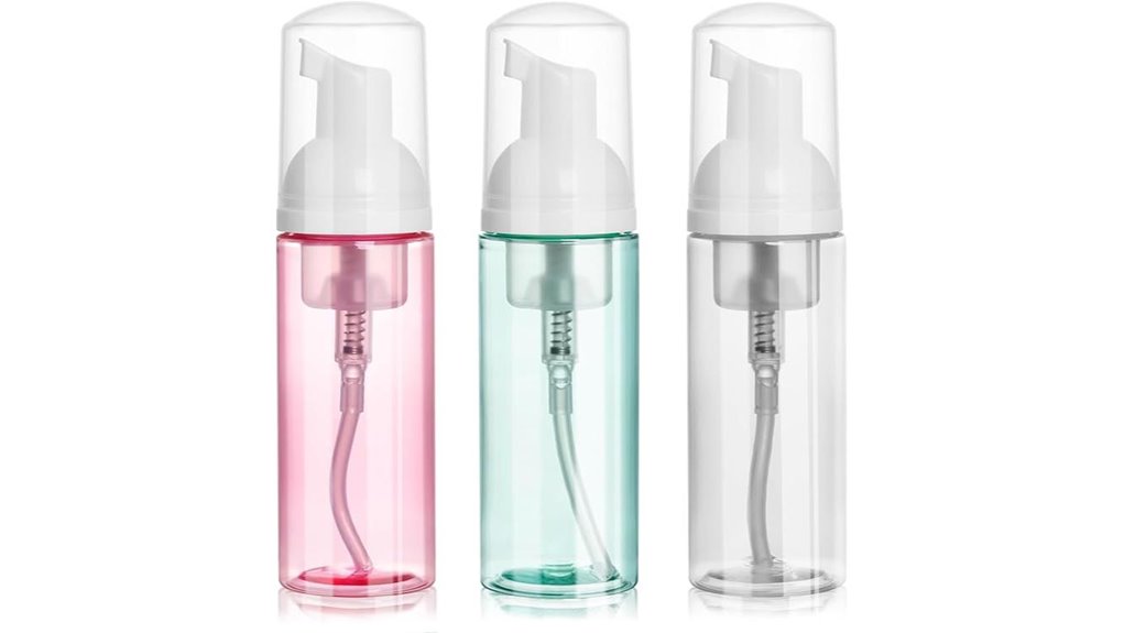 three 2oz foam bottles