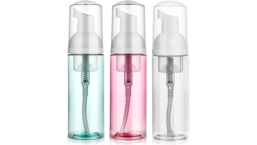three 60ml travel foam dispensers