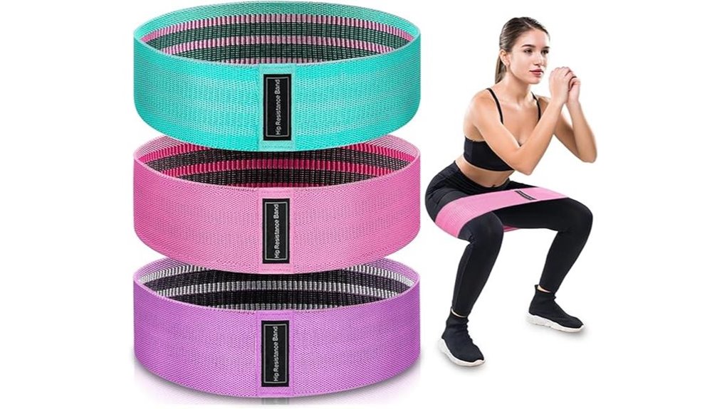 three level multi colored fabric resistance bands
