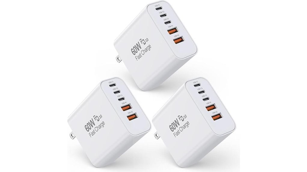 three pack 60w usb c pd