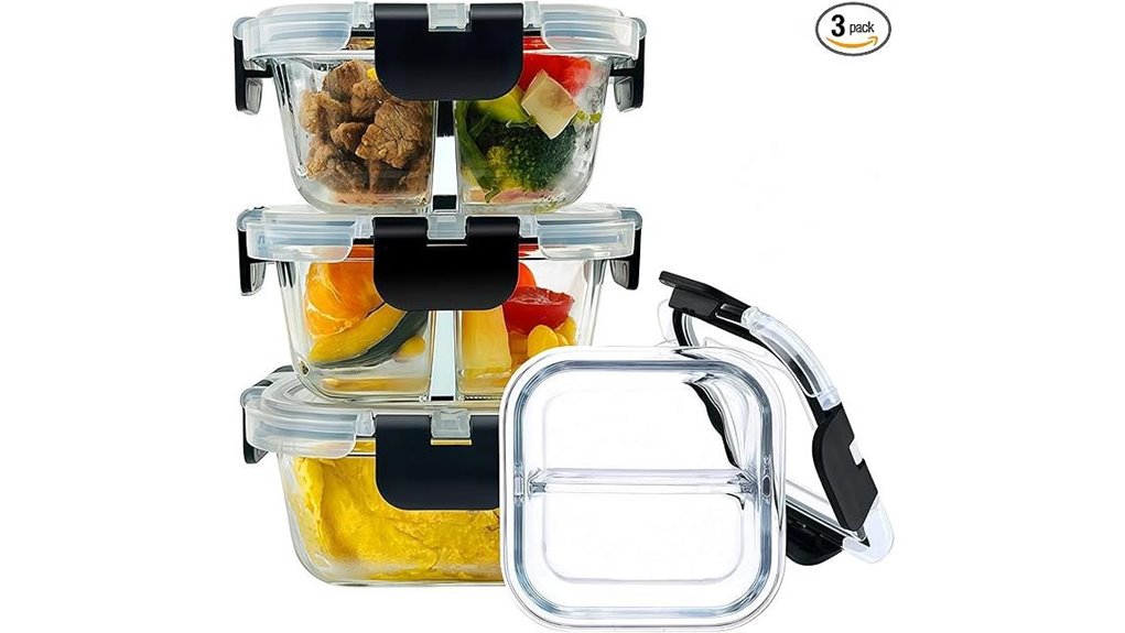 three pack 8oz glass containers