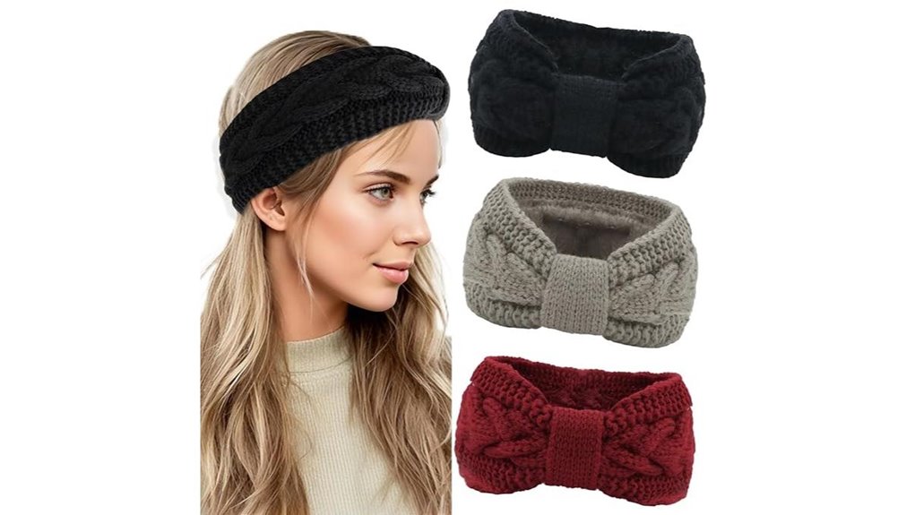 three pack fleece lined headbands