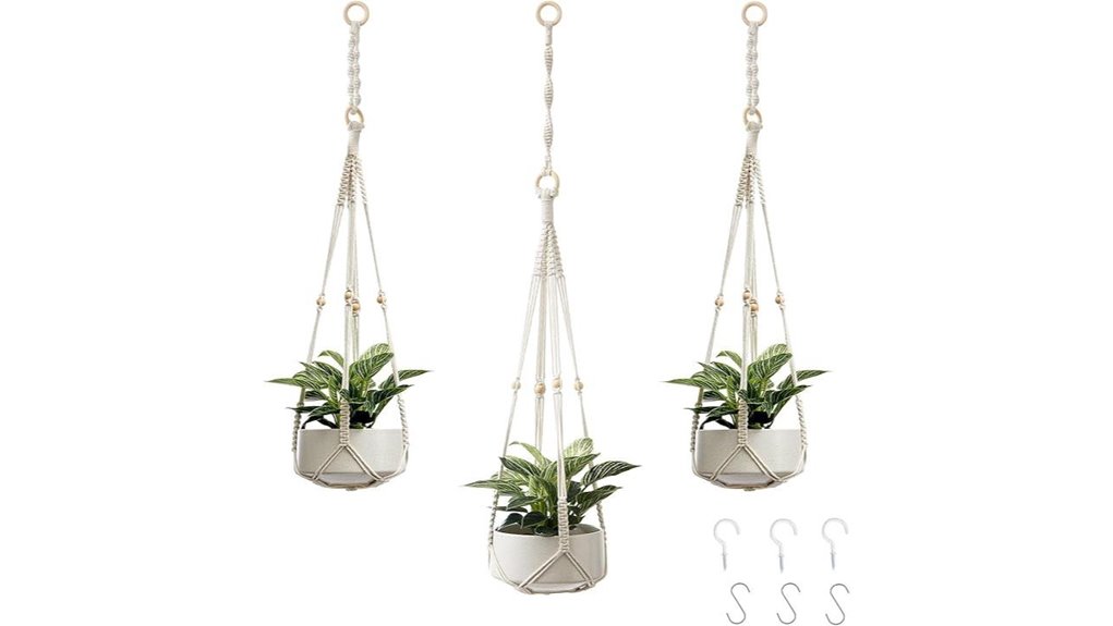 three pack macrame plant hangers