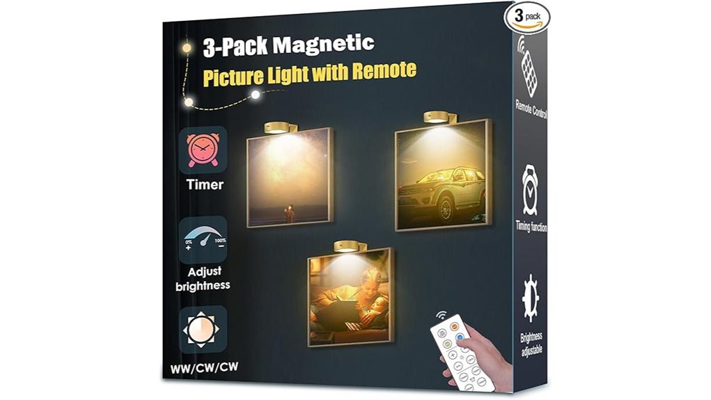 three pack magnetic led picture lights