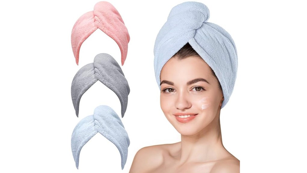 three pack microfiber hair towels