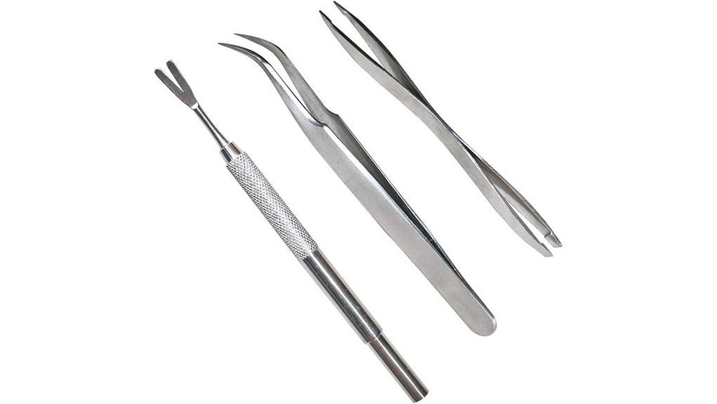 three pack stainless steel tick removers