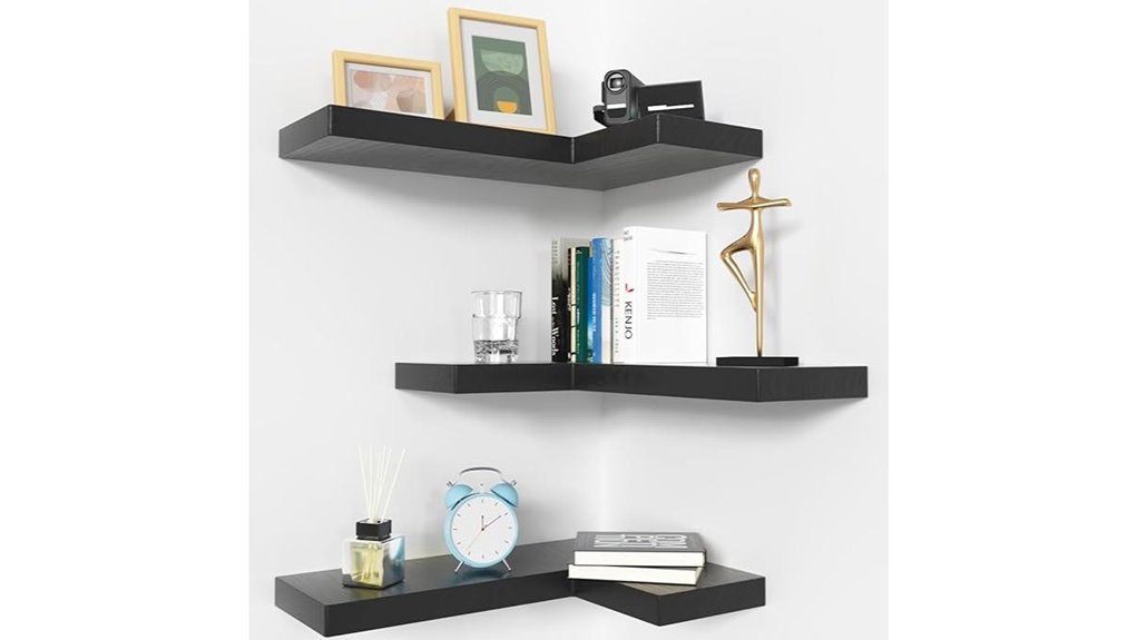 three piece corner floating shelves