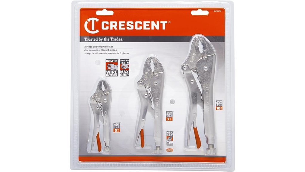 three piece crescent curved locking