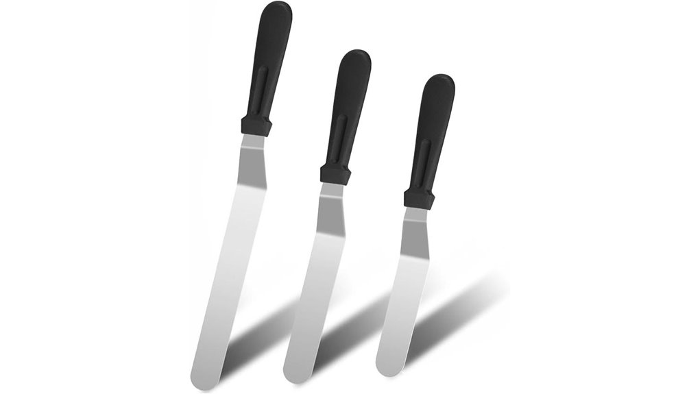 three piece offset stainless spatulas
