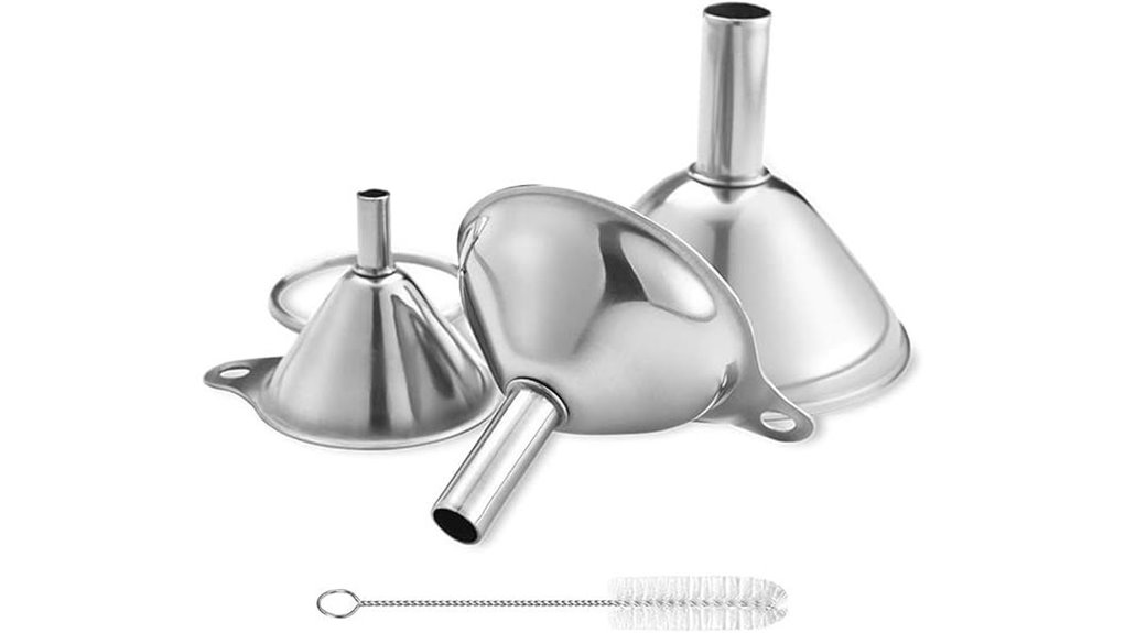 three piece stainless steel funnels