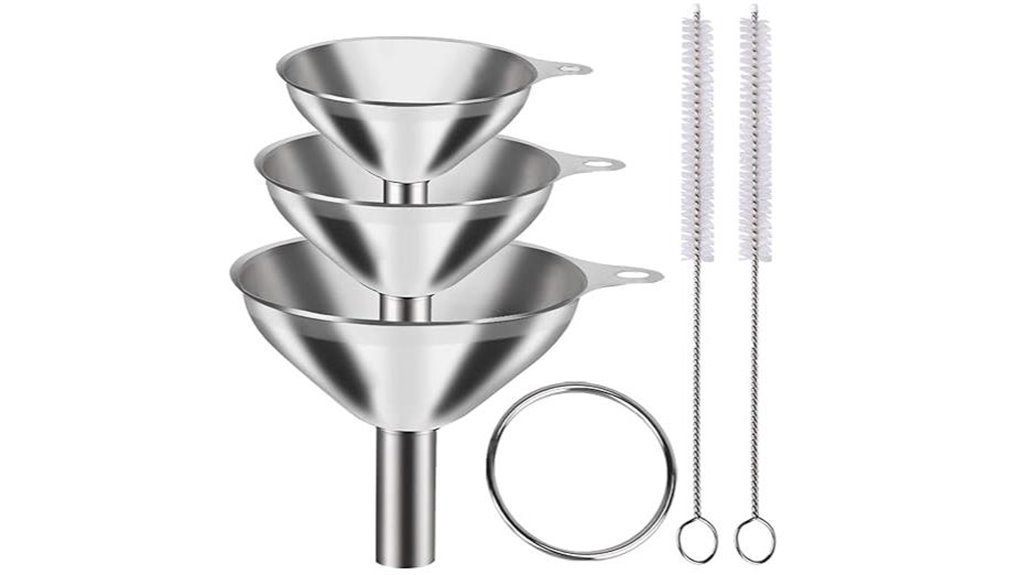 three piece stainless steel funnels
