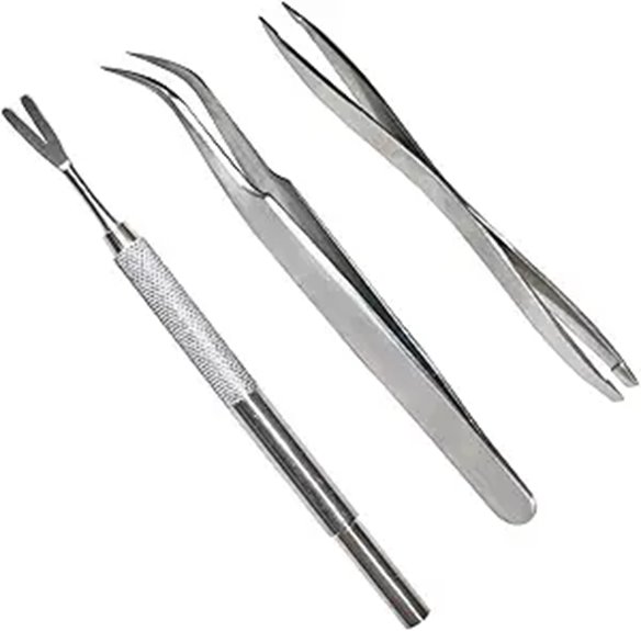three piece stainless steel tick remover