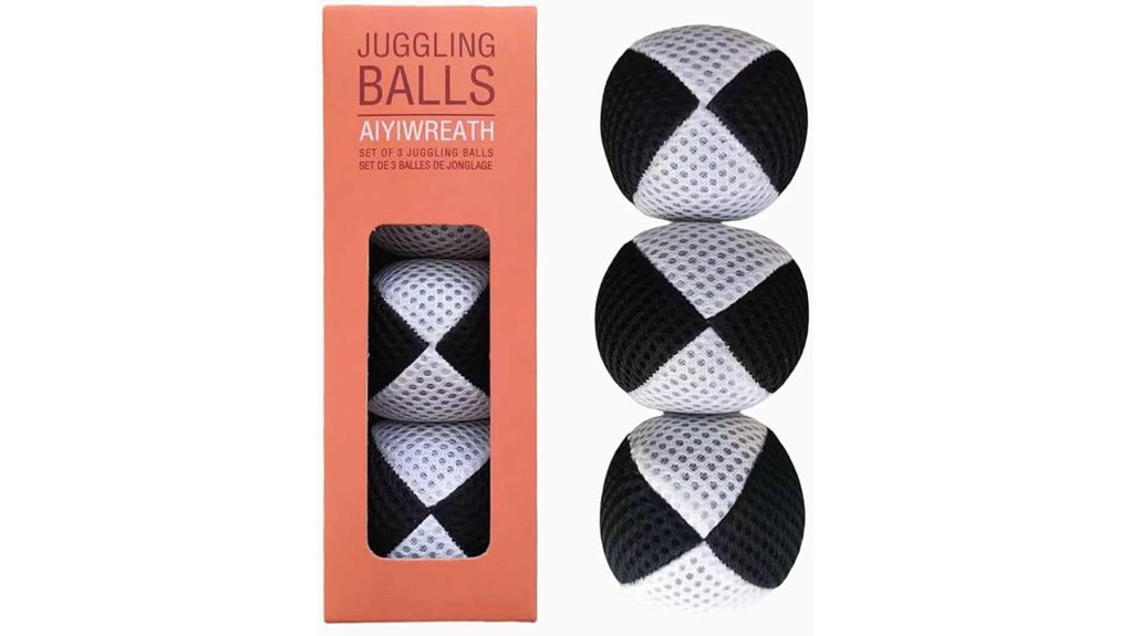 three soft no bounce juggling balls