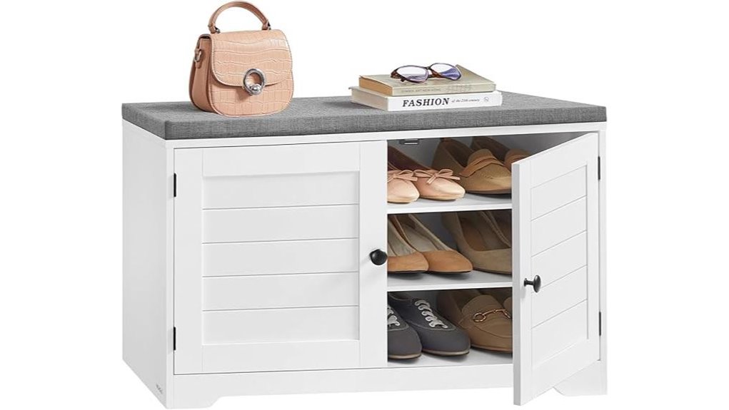 three tier cushioned shoe bench