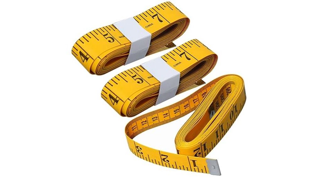 three yellow soft measuring tapes