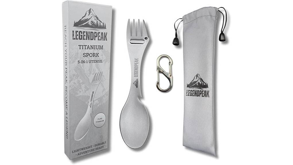 titanium 5 in 1 carabiner spork