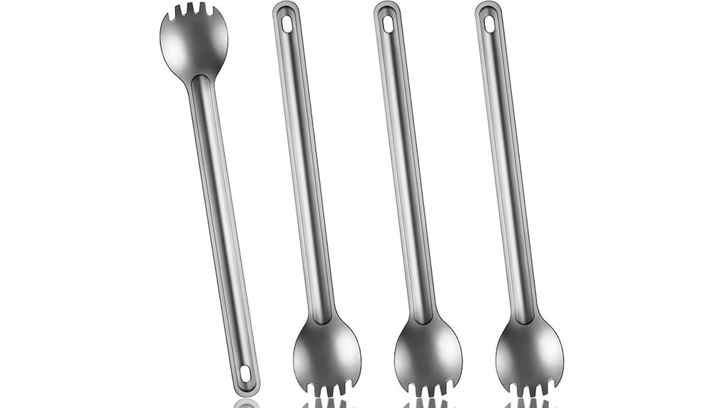 titanium long handle spork set