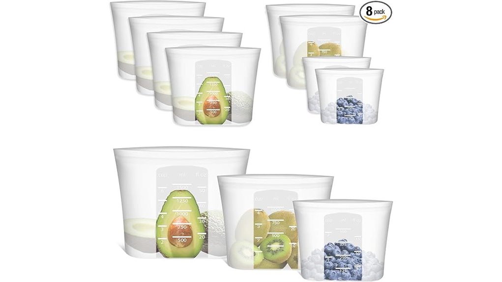 translucent silicone reusable storage bags