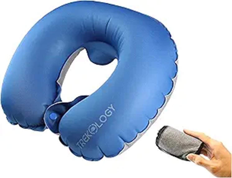trekology inflatable button neck pillow