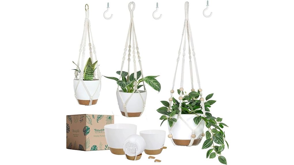 triple macram self watering planters